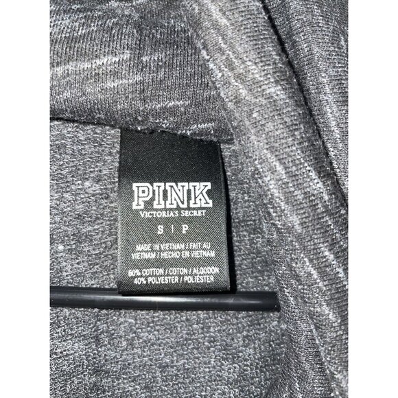 Victoria's Secret PINK Sweatshirt Mock Neck Black & Gray Dog Logo Size Small S - Picture 4 of 4